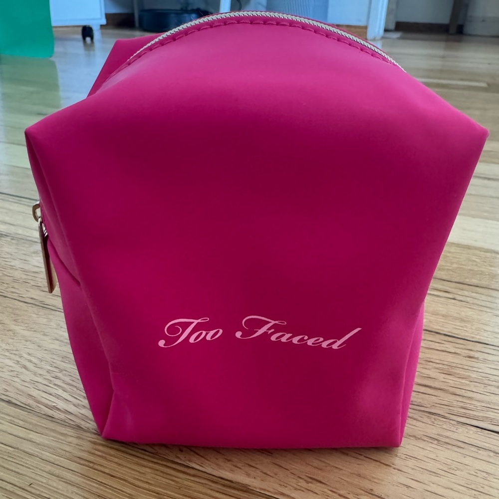Too Faced Hot Pink Fuchsia Pink Square Makeup Bag Toiletry Bag